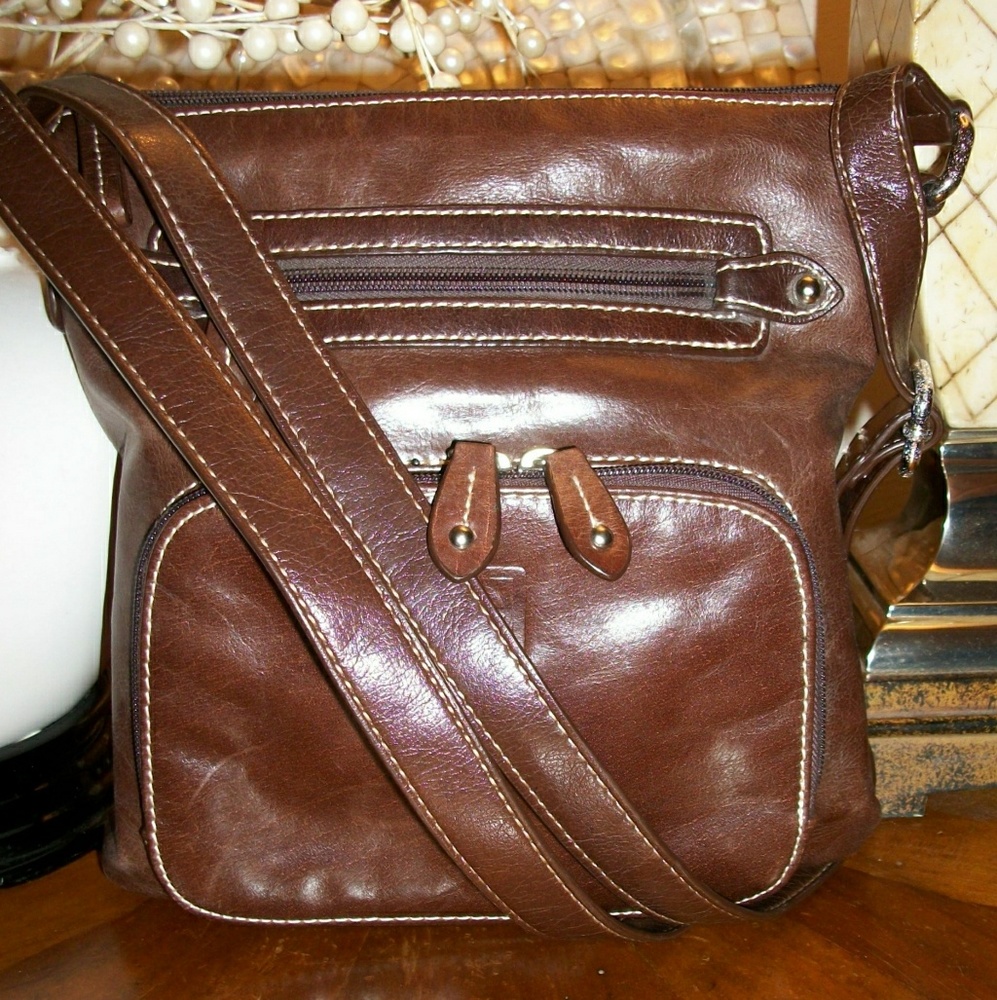 Giani Bernini Brown Leather Crossbody Shoulder Bag